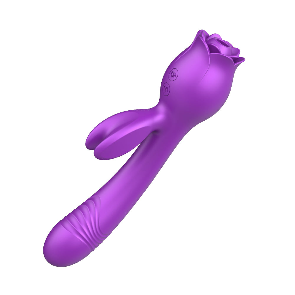 Bunny Rose Toy 3-in-1 Clit Sucker And Thrusting Vibrator - OmniPleasures