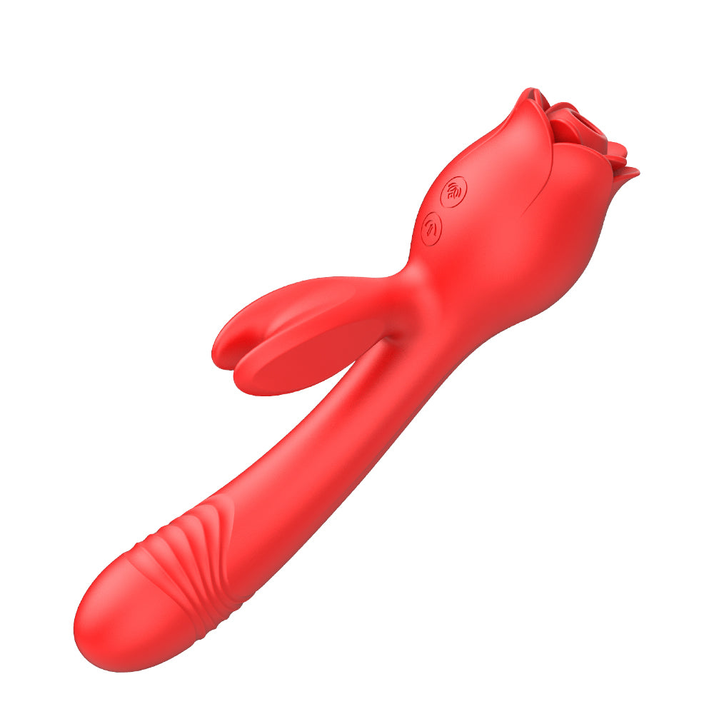 Bunny Rose Toy 3-in-1 Clit Sucker And Thrusting Vibrator - OmniPleasures