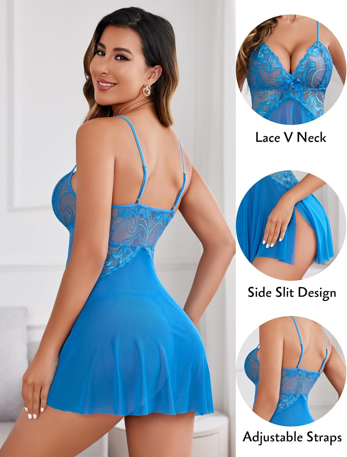 Women Lace Lingerie Babydoll Sexy Chemise Exotic Nightgowns Bridal Nightdress - OmniPleasures