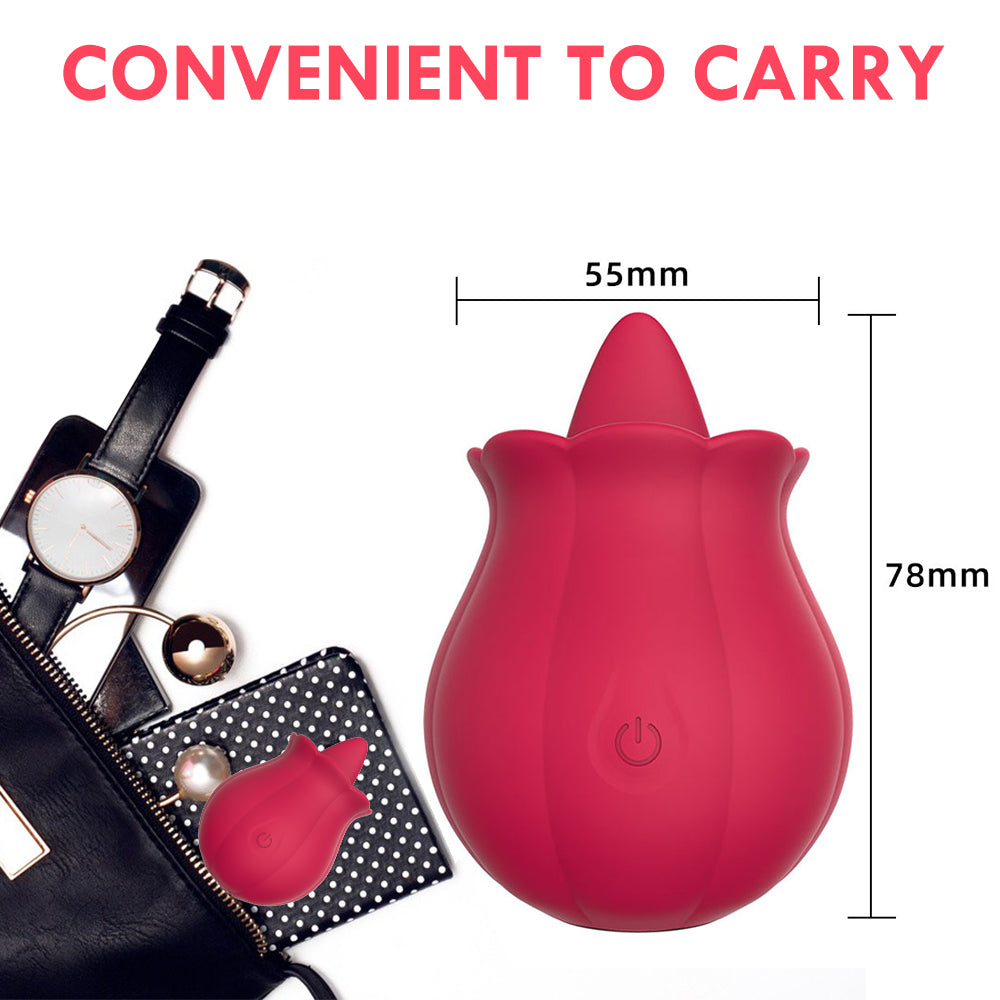 10 Speeds Vibrating Rose Shape Tongue Licking Vibrator For Women - OmniPleasures