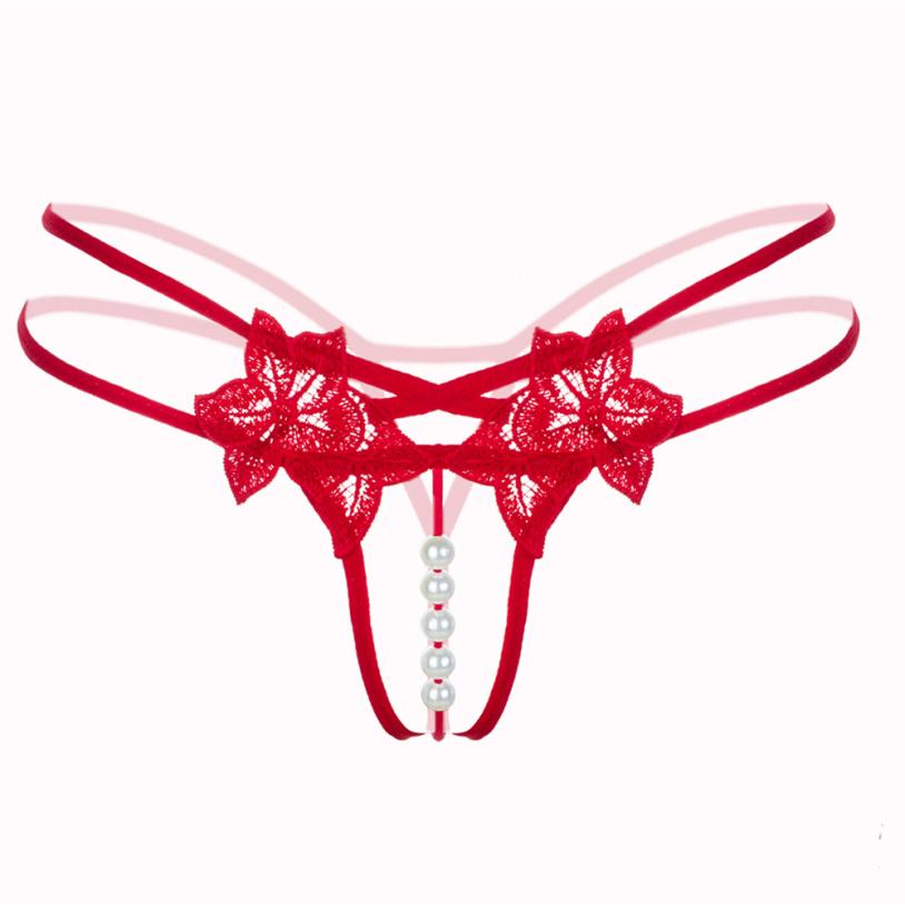 Women Sexy G-string Lace Chic Lingerie Pearl Thongs - OmniPleasures