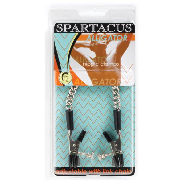 Spartacus Adjustable Nipple Clams With Curbed Chain Rubber Tipped - OmniPleasures