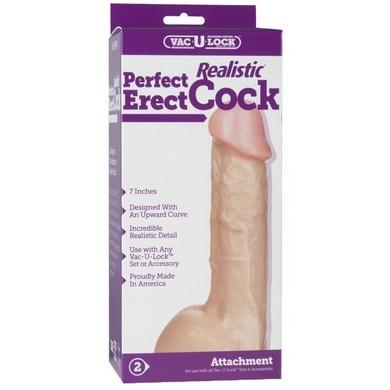 Vac-U-Lock 7in Realistic Perfect Erect Cock - Beige - OmniPleasures