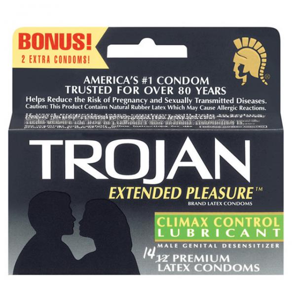 Trojan Extended Pleasure Condoms With Climax Control Lubricant - OmniPleasures