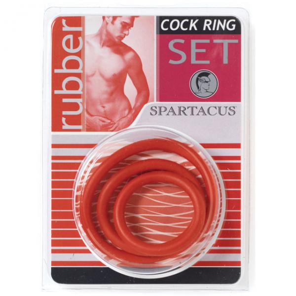 Spartacus Cock Ring Set (3 Rubber Enhancers/red) - OmniPleasures