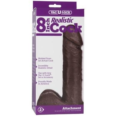 Vac-U-Lock 8in Realistic Cock - Brown - OmniPleasures