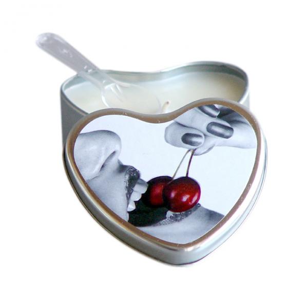 Earthly Body Edible Massage Candle Cherry 4oz Heart Tin - OmniPleasures