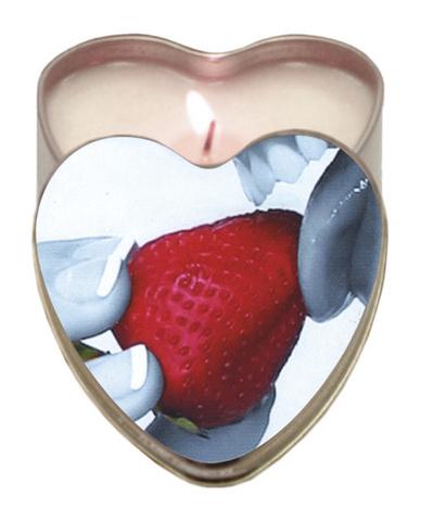 Earthly Body Edible Massage Candle Strawberry 4oz Heart Tin - OmniPleasures