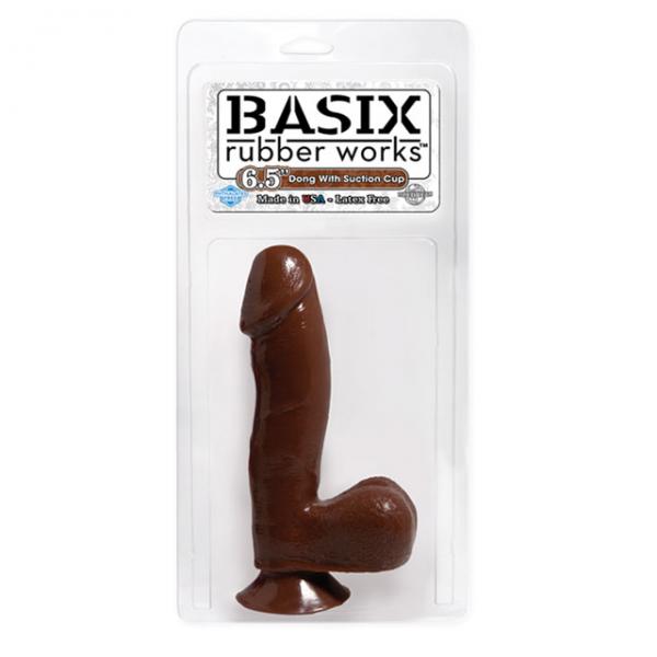 Basix Rubber Works - 6.5in. Dong With Suction Cup Brown - OmniPleasures