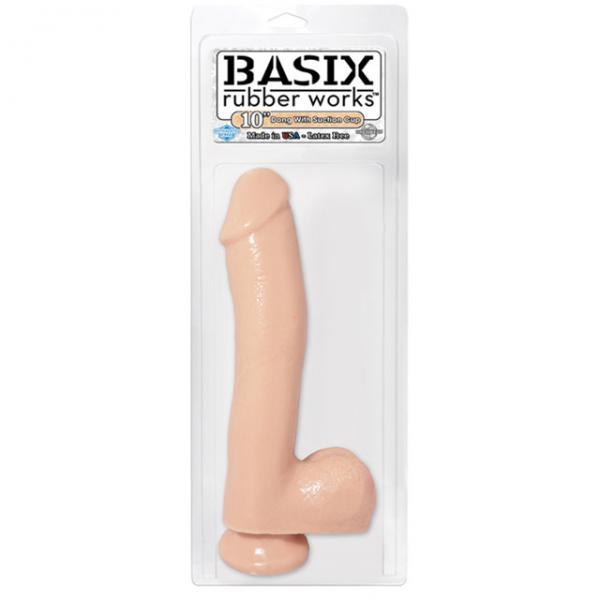 Basix Rubber Works 10 inches Dong Suction Cup Beige - OmniPleasures