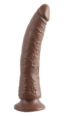 Basix Rubber 7 inches Slim Dong With Suction Cup Brown - OmniPleasures