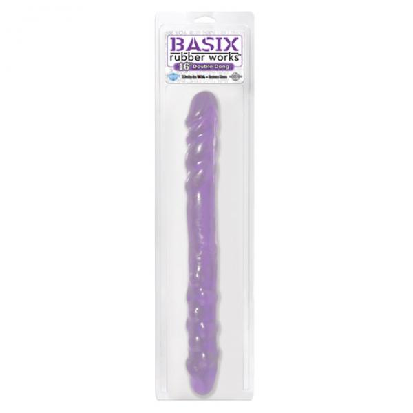 Basix Rubber Works 16 inches Double Dong Purple - OmniPleasures