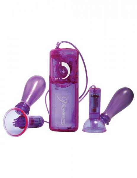 Fetish Fantasy Vibrating Nipple Pumps Purple - OmniPleasures