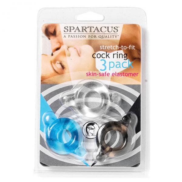 Elastomer Cock Ring (blk,blu,clr/3) - OmniPleasures