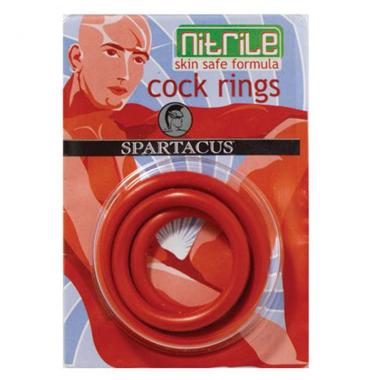 Nitrile Cock Ring Set (red/3) - OmniPleasures