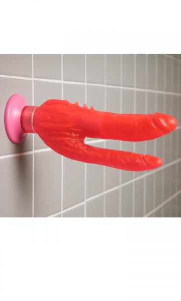 Waterproof Wall Bangers Double Penetrator Pink Suction Cup - OmniPleasures