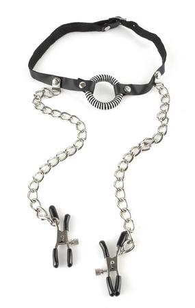 Fetish Fantasy O-Ring Gag With Nipple Clamps - OmniPleasures