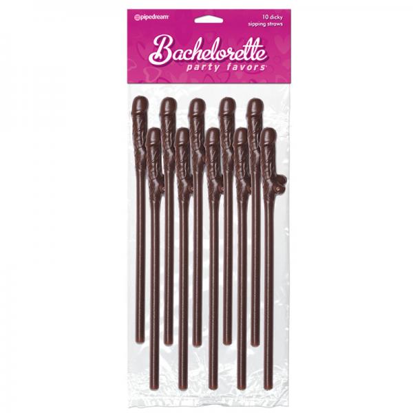 Bachelorette Party Favors Dicky Sipping Straws Brown 10pc. - OmniPleasures