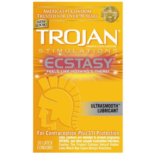 Trojan Ecstasy Ultra Ribbed Condoms With Ultrasmooth Lubricant - OmniPleasures