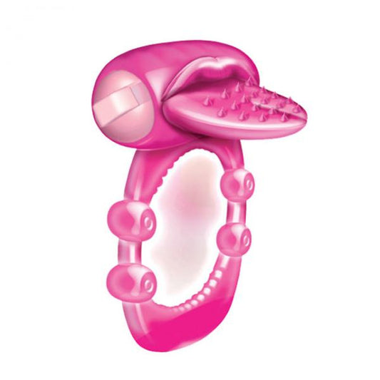 Nubbie Tongue Magenta Pink Vibrating Cock Ring - OmniPleasures