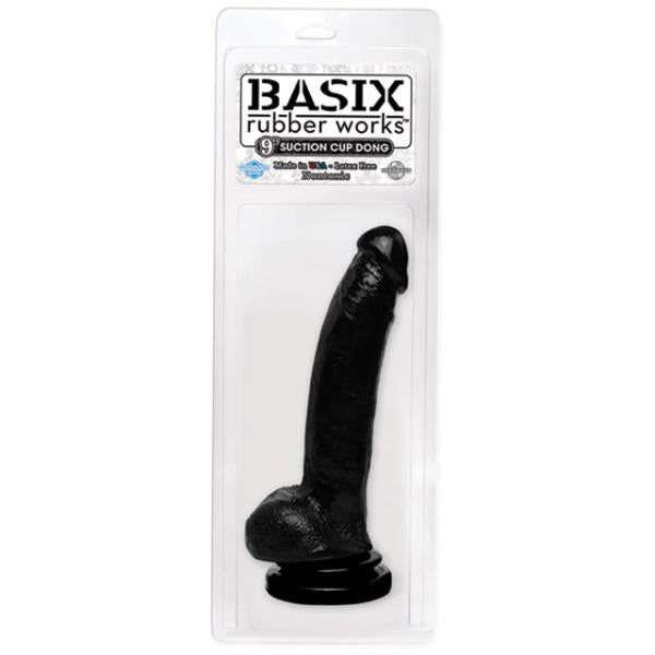 Basix Rubber 9 inches Suction Cup Dong Black - OmniPleasures