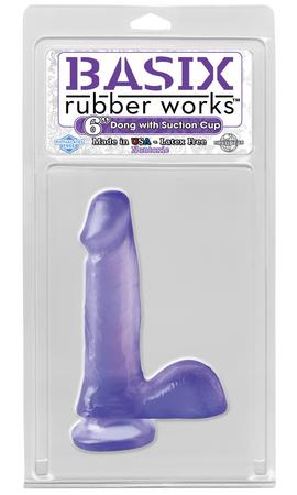 Basix Rubber Works 6 inches Dong Suction Cup Purple - OmniPleasures