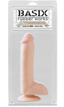 Basix Rubber 8 inches Dong With Suction Cup Beige - OmniPleasures