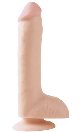 Basix Rubber 8 inches Dong With Suction Cup Beige - OmniPleasures