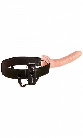 10in Vibrating Hollow Strap On - Beige - OmniPleasures