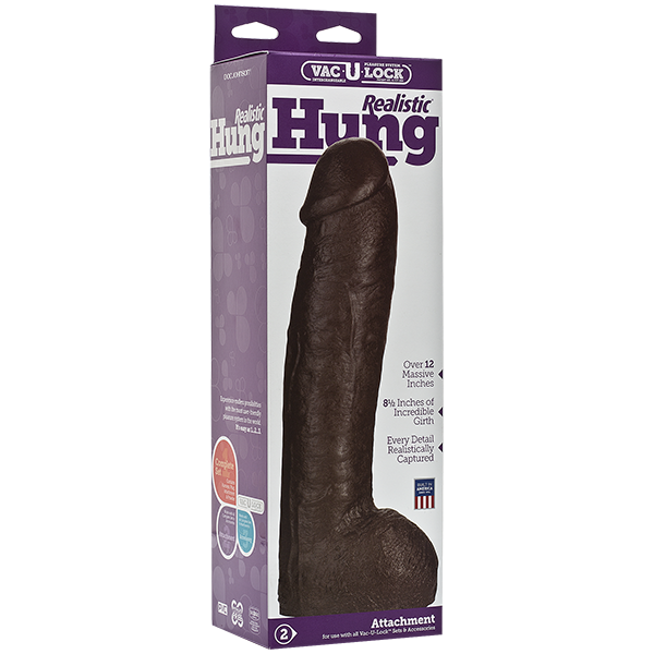 Vac-U-Lock 12in Realistic Hung Dong - Brown - OmniPleasures