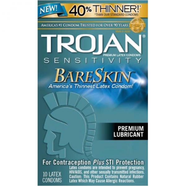 Trojan Bare Skin Lubricated Condoms (10) - OmniPleasures