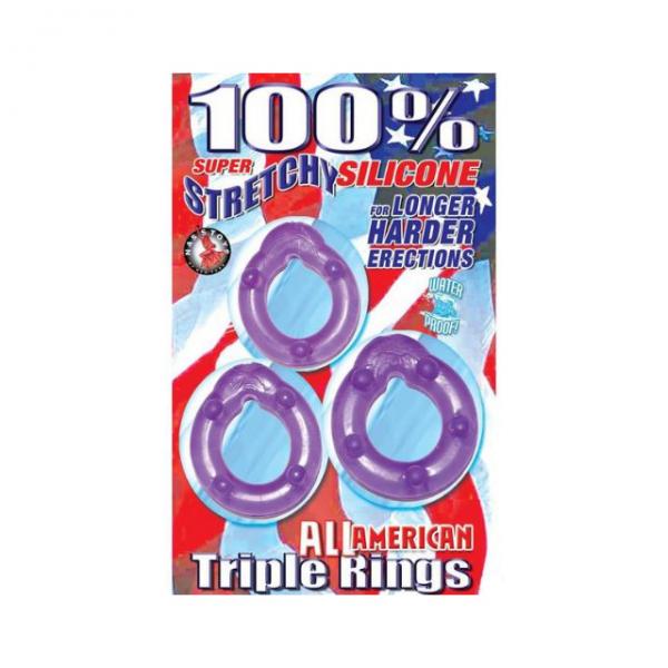 All American Triple Rings (clear/purple) - OmniPleasures