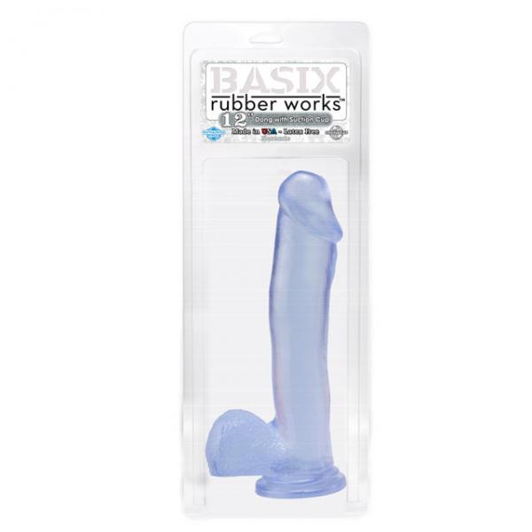 Basix Rubber Works 12 inches Dong Suction Cup Clear - OmniPleasures