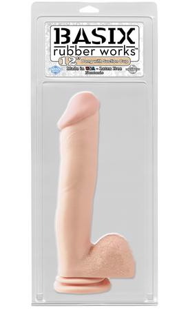 Basix Rubber Works 12 inches Dong Suction Cup Beige - OmniPleasures