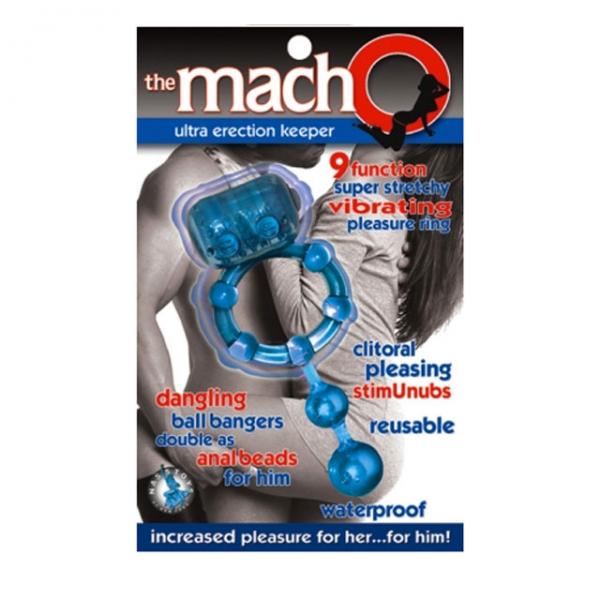 Macho Ultra Erection Keeper Blue Vibrating Cock Ring - OmniPleasures