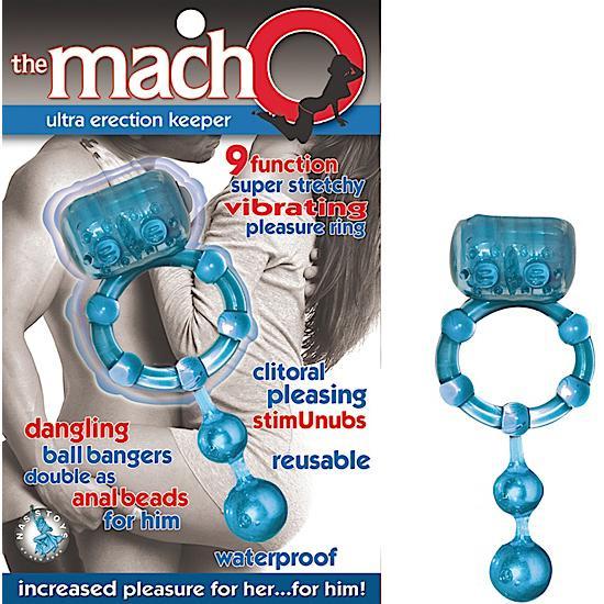 Macho Ultra Erection Keeper Blue Vibrating Cock Ring - OmniPleasures