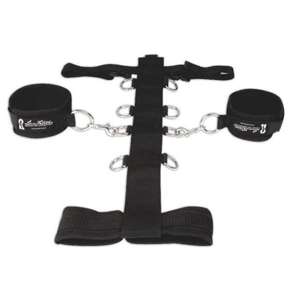 Lux Fetish Adjustable Neck & Wristraint Set Black - OmniPleasures