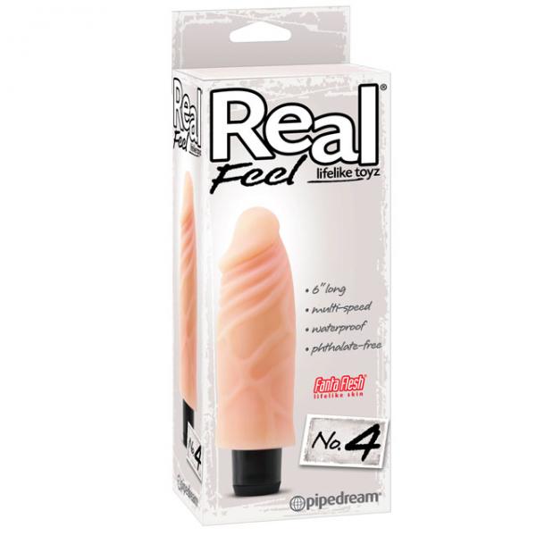 Real Feel Lifelike Toyz No 4 Beige Vibrating Dildo - OmniPleasures