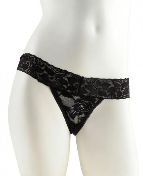 Hanky Spank Me Vibrating Panty Black Lace Thong - OmniPleasures