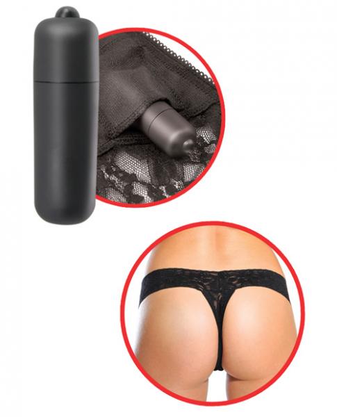 Hanky Spank Me Vibrating Panty Black Lace Thong - OmniPleasures