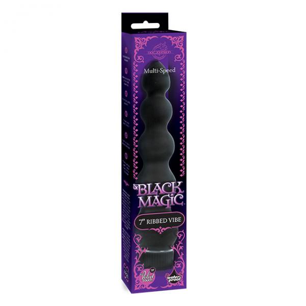 Black Magic 7 inches Ribbed Vibrator - OmniPleasures