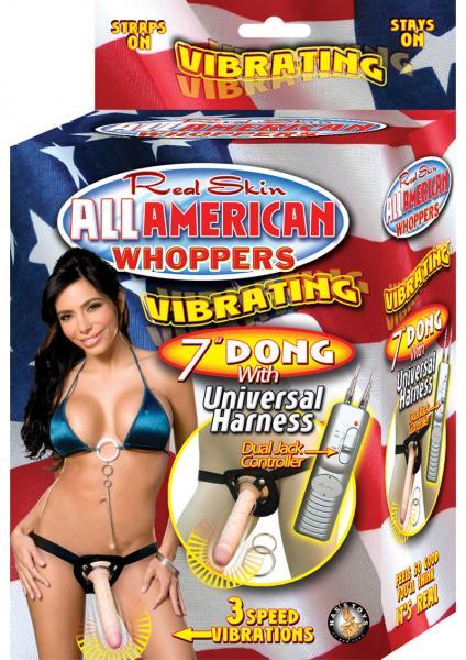 All American Whoppers 7 inches Vibrating Dong Universal Harness - OmniPleasures