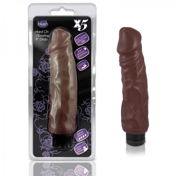 X5 Realistic Hard On 9 inches Vibrating Dildo - Brown - OmniPleasures