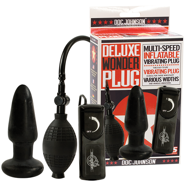 Deluxe Wonder Plug Inflatable Vibrating Black - OmniPleasures