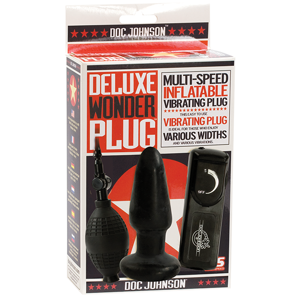 Deluxe Wonder Plug Inflatable Vibrating Black - OmniPleasures