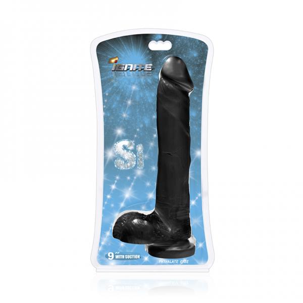 9 inches Cock with Balls & Suction Cup Black - OmniPleasures