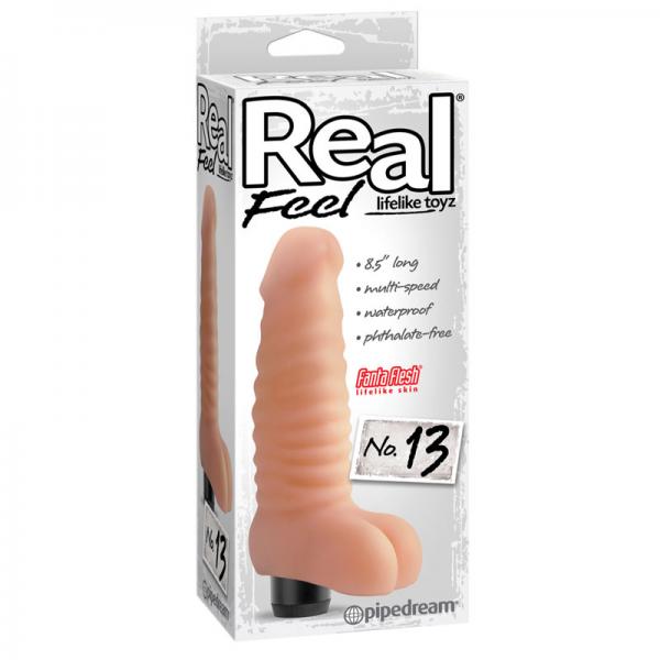 Real Feel No 13 Beige Vibrating Dildo - OmniPleasures