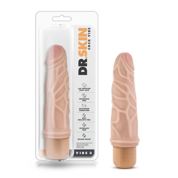 Dr Skin Cock Vibe 3 Realistic Dildo Beige - OmniPleasures