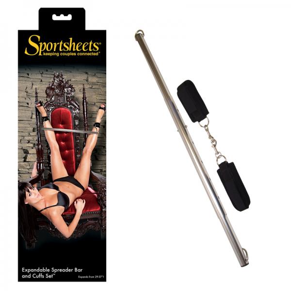 Expand Spreader Bar & Cuffs Set Aluminum Silver - OmniPleasures