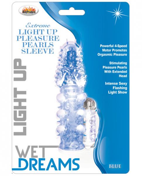 Light Up Extreme Pleasure Pearls Sleeve Blue - OmniPleasures